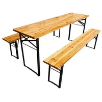 Svita Bierzeltgarnitur 3-tlg. Holz Klappbare Biergarnitur Festzeltgarnitur Natur 165x50