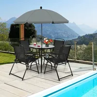 Costway Gartenmöbel Set 6-tlg. Schwarz/Weiß