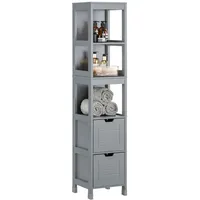 SoBuy Hochschrank Grau, Holzwerkstoff, 30x145x30 cm, Badezimmer, Badezimmerschränke, Hochschränke