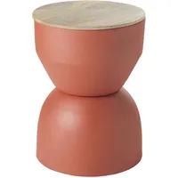 Miliboo Runder Design-Beistelltisch mit Ablage aus rotbraunem Metall und