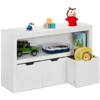 Relaxdays Kinderregal, 3 Boxen mit Rollen, HxBxT: 60 x