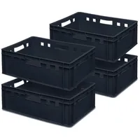 BRB-Lagertechnik BRB 4x Fleischkasten E2, schwarz, LxBxH 600x400x200 mm
