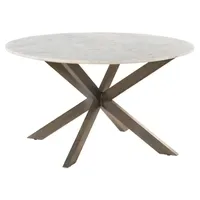 MASSIVMOEBEL24.DE BARCELONA Ø 137 cm Marmor weiß / Kreuzgestell