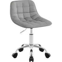 Woltu Bürostuhl mit Rollen, ergonomisch, Arbeitshocker, Drehstuhl Samt Hellgrau