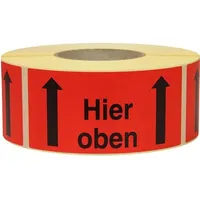 TransPak Hinweisetikett Maße 145x70mm Papier rot Hier oben