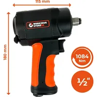 WS24 Druckluft-Schlagschrauber 1/2" mini + PVC-Schlauch leuchtgrün