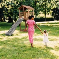 Axi Beach Tower Spielturm Braun mit Grauer Rutsche 349