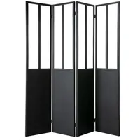Miliboo Paravent 4 Flügel aus Metall Schwarz und Glas