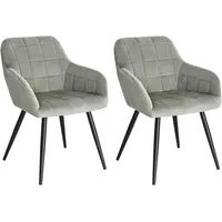 Woltu Esszimmerstuhl Samt grau 2er Set