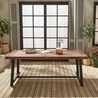Sweeek Tisch Indoor/Outdoor aus Holz, und schwarzem verzinktem Stahl,