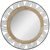 Wellhome – Runder Wandspiegel, Holz und Metall, Durchmesser 45
