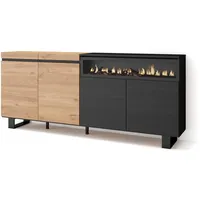 SKRAUT HOME Sideboard, Mehrfarbig, Holzwerkstoff, Rechteckig, 35x87x200 cm, Wohnzimmer,