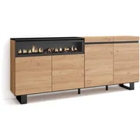 SKRAUT HOME Sideboard, Mehrfarbig, Holzwerkstoff, Rechteckig, 35x87x200 cm, Wohnzimmer,