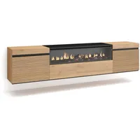 SKRAUT HOME TV-Schrank, Eiche Rechteckig, 200x45x35 cm, Wohnzimmer, Wohnwände,