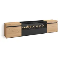 SKRAUT HOME Lowboard, Eiche Schwarz Holzwerkstoff, Rechteckig, 200x45x35 cm,