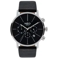 NEO watch Armbanduhr aus Edelstahl in Schwarz/Silber | Gr.: