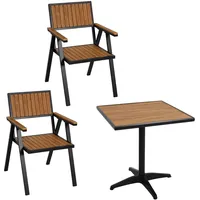 Mendler 2er-Set Gartenstuhl+Gartentisch HWC-J95, Stuhl Tisch, Gastro Outdoor-Beschichtung, Alu