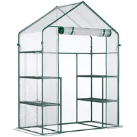 Outsunny Foliengewächshaus Begehbares Tomatengewächshaus 142x73x195cm mit 6 Regalen, transparent