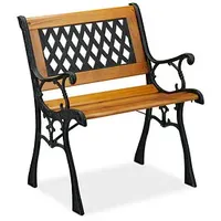 Relaxdays Gartenbank 10030998_0 schwarz/braun Metall 62,0 cm