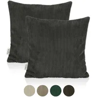 Lycce 2er Set Kissenbezug aus trendigem Cordstoff (50 x