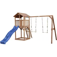 Axi Beach Tower Spielturm m. Doppelschaukel Braun u Blauer