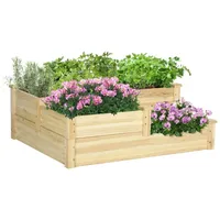 Outsunny Hochbeet, 3-stufige Pflanzenbeet, Pflanzentreppe für Balkon, Garten, Tannenholz,