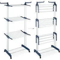 Relaxdays Turm-Wäscheständer rollbar  blau