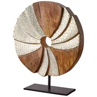 Dekoleidenschaft Skulpur Circle aus Mango-Holz und Aluminium in Silber,