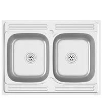 VidaXL Doppelspüle Silbern 800x600x155 mm Edelstahl