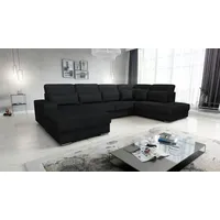 Fun Möbel Wohnlandschaft Sofa U-Form NEVIO Stoff Scala Schwarz,