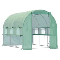 Outsunny Foliengewächshaus 2,95x2x2m Tunnel begehbar mit 6 Fenstern UV-Schutz,