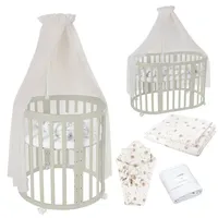 Waldin Babybett OWAL Kinderbett 7in1 mit Matratze, mitwachsendes Kinder-Bett,Stoffe