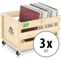 Stagecaptain SPKB-100 NT Schallplattenkiste "Emil" aus Bambus Natur 3x