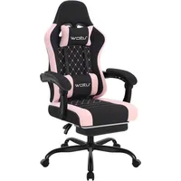 Woltu Gaming Stuhl mit Massagefunktion, Taschenfederkissen, ergonomisch, Netzstoff :