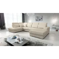 Fun Möbel Wohnlandschaft Sofa U-Form NEVIO Stoff Scala Creme