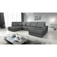 Fun Möbel Wohnlandschaft Sofa U-Form NEVIO Stoff Scala Grau,