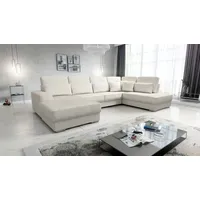 Fun Möbel Wohnlandschaft Sofa U-Form NEVIO Stoff Scala Hellbeige