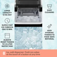 Klarstein Chillout Eiswürfelmaschine Bulleteis 12kg/24h Wassertank: 1,5 l Schwarz