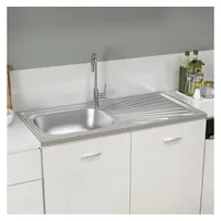 VidaXL Spüle mit Abtropffläche Set Silbern 1000x500x155 mm Edelstahl