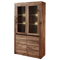 Massivmoebel24 - Vitrine Wild-/Zerreiche 105x42x190 Tabacco brown geölt montreux
