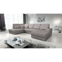 Fun Möbel Wohnlandschaft Sofa U-Form NEVIO Stoff Scala Graubraun