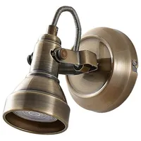LINDBY Wandstrahler Perseas, altmessing, Metall, 16 cm, GU10
