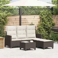 VidaXL 3-tlg. Garten-Sofagarnitur mit Kissen L-Form Braun Poly Rattan