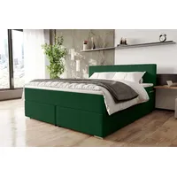 99rooms Phönix Boxspringbett 160x200 cm, Cordstoff POSO Dunkelgrün, -