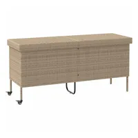 VidaXL Gartentruhe mit Rollen Beige 160x55x75 cm Poly Rattan
