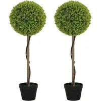 Homcom 2er-Set Künstlicher Eukalyptus, 90 cm Zimmerpflanze, Kunstpflanze im