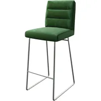 DeLife Barstuhl Pela-Flex Samt Grün Kufengestell Edelstahl, Barstühle