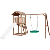 Axi Spielturm Braun, Grün, Weiß, Holz, Kunststoff, 356.6x241.9x349 cm,