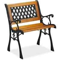 Relaxdays Gartenstuhl mit Armlehne, belastbar, niedrig, Vintage-Design, Holz &