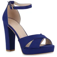 VAN HILL Damen High Heels Sandalette Veloursleder-Optik Party Absatz-Schuhe